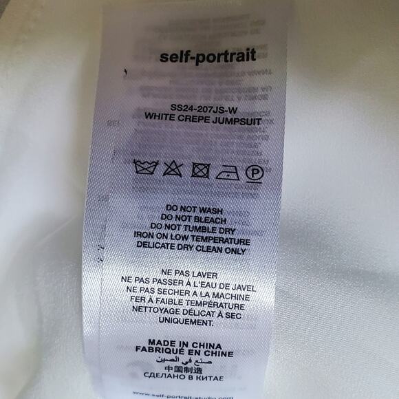 NWT$640 Self-Portrait White Buttoned Crepe Sleeveless Blazer Top Sz 4 - Picture 12 of 13